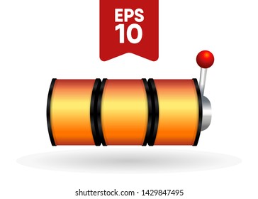 Orange Slot Machine Slots Reel Spin Gambling Vector Illustration