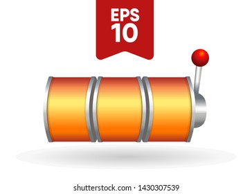 Orange Slot Machine Slots Reel Spin Gambling Vector Illustration