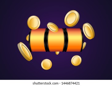 Orange Slot Machine Slots Reel With Coins Jackpot Spin Gambling Vector Illustration