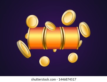 Orange Slot Machine Slots Reel With Coins Jackpot Spin Gambling Vector Illustration