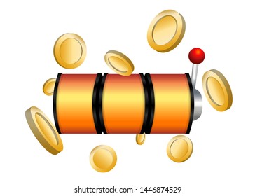 Orange Slot Machine Slots Reel With Coins Jackpot Spin Gambling Vector Illustration