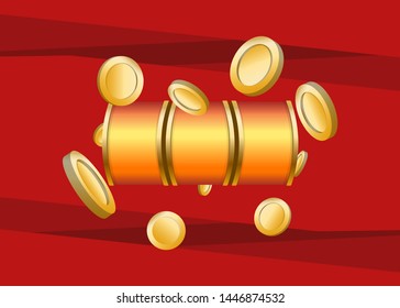 Orange Slot Machine Slots Reel With Coins Jackpot Spin Gambling Vector Illustration