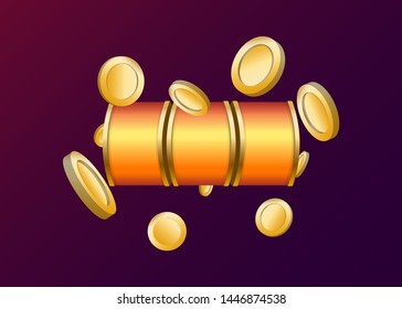 Orange Slot Machine Slots Reel With Coins Jackpot Spin Gambling Vector Illustration