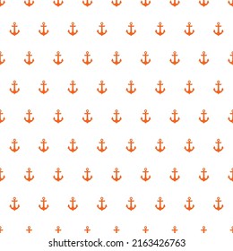 Orange small anchors seamless pattern.