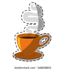 Orange small cup with steam design icon, vector illustration