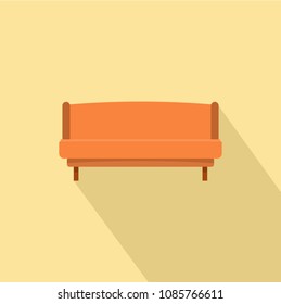 Orange small sofa icon. Flat illustration of orange small sofa vector icon for web design