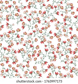 orange small vector flowers with leaves pattern of white