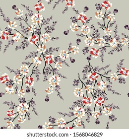 orange small vector flowers pattern on grey background