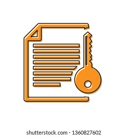 Orange Smart contract icon isolated on white background. Blockchain technology, cryptocurrency mining, bitcoin, altcoins, digital money market. Vector Illustration