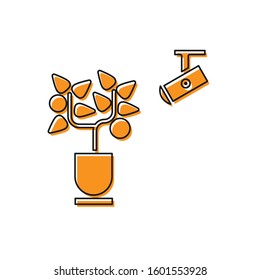 Orange Smart farming technology - farm automation system in app icon isolated on white background.  Vector Illustration