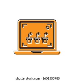 Orange Smart farming technology - farm automation system icon isolated on white background.  Vector Illustration