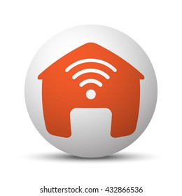 Orange Smart Home icon on white ball