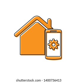 Orange Smart home - remote control system icon isolated on white background. Vector Illustration