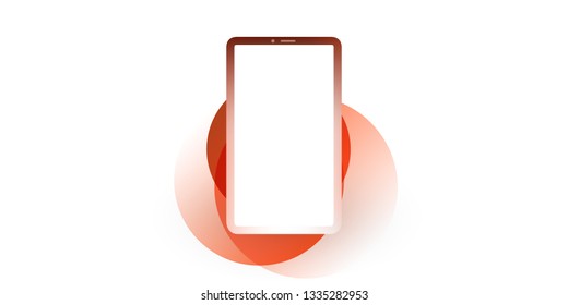 Diseño de teléfono inteligente naranja con pantalla en blanco, fondo de tecnología, ilustración vectorial