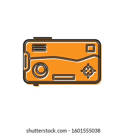Orange Smartphone and playing in game icon isolated on white background. Mobile gaming concept.  Vector Illustration