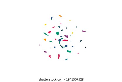 Orange Smear Happy White Background. Abstract Paint Card. Fun Confetti Invitation. Rainbow Colored Paper Flying Wallpaper.