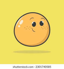 Orange with a smiley face on a yellow background