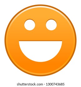 Orange smiling face cheerful happy emoticon isolated on white background. The graphic element for design saved as a vector illustration in the EPS file format.