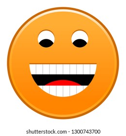 Orange smiling face cheerful happy emoticon isolated on white background. The graphic element for design saved as a vector illustration in the EPS file format.