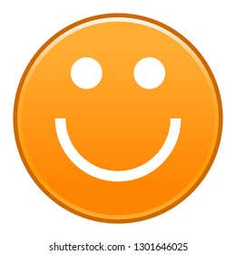 Orange smiling face cheerful happy emoticon isolated on white background. The graphic element for design saved as a vector illustration in the EPS file format.