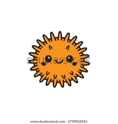 orange smiling sea urchin vector illustration