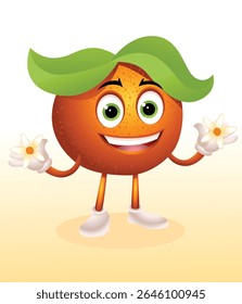 Naranja sonriendo mientras sostiene la flor