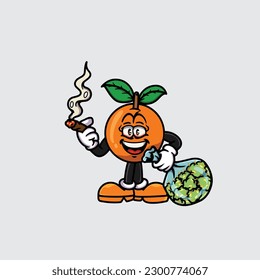 rollo de fumar naranja y cara alta apedreada de la maleza cannabis hold bud nug