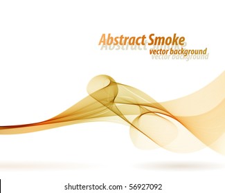 Orange smoky wave vector background with white copy space.