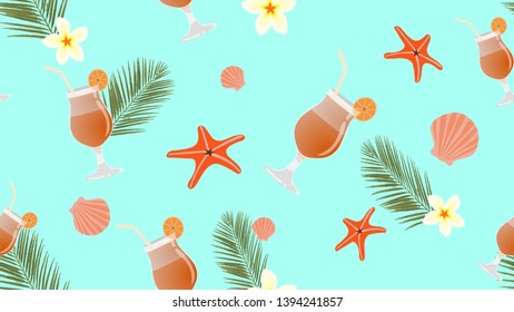 Orange smoothie holiday summer seamless pattern background.