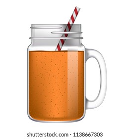 Orange smoothie mockup. Realistic illustration of orange smoothie vector mockup for web design isolated on white background