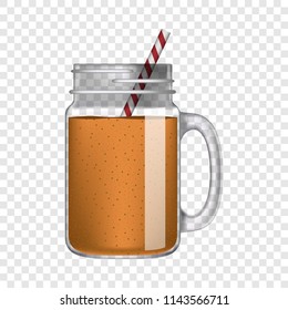 Orange smoothie mockup. Realistic illustration of orange smoothie vector mockup for on transparent background