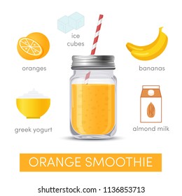 An orange smoothie recipe, vector