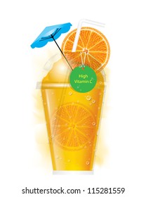 Orange smoothie vector isolated on white background