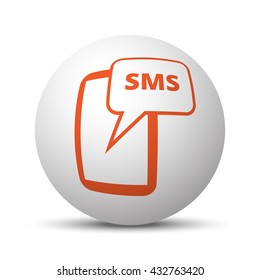 Orange Sms icon on white ball
