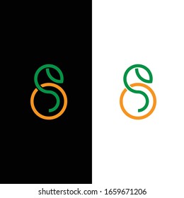 orange snake geometric logo design concept creative icon template