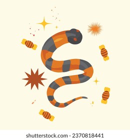 Orange snake, illustration, vector ..eps