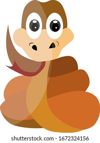 Orange snake, illustration, vector on white background.