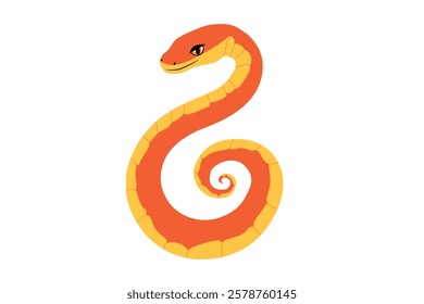 Orange Snake in a Minimalist Style. Elegance, simplicity, and movement. Represents fluidity, adaptability, and design aesthetics.