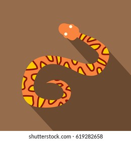 Orange snake with yellow spots icon. Flat illustration of orange snake with yellow spots vector icon for web