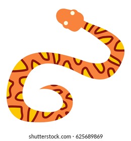 Orange snake with yellow spots icon flat isolated on white background vector illustration