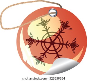 Orange snowflake christmas ornaments with reflective surface. Vector Illustration