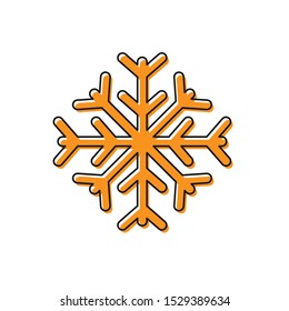 Orange Snowflake icon isolated on white background.  Vector Illustration