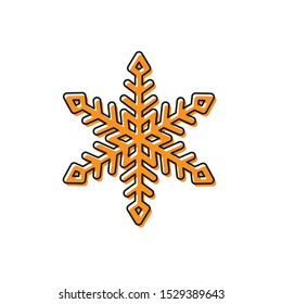 Orange Snowflake icon isolated on white background.  Vector Illustration