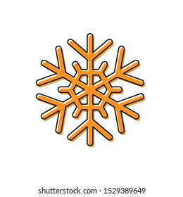 Orange Snowflake icon isolated on white background.  Vector Illustration