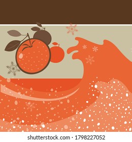 Naranja y copos de nieve al fondo de las olas en tonos naranja y marrón