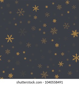 Patrón transparente de copos de nieve naranja sobre fondo de Navidades grises.