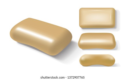 orange soap from different sides on a white background vector