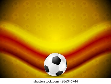 Orange soccer football background with red glowing wave. Vector card design