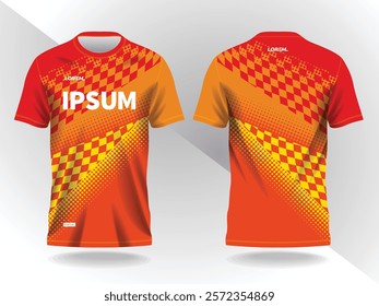 Orange Soccer t-shirt design template, Football jersey concept front and back view