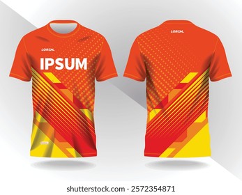 Orange Soccer t-shirt design template, Football jersey concept front and back view